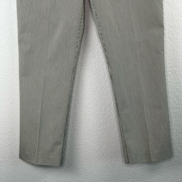 Norma Kamali Anthropologie Mid Rise Ankle Pant Black Straw Pinstripe 6 NWT - Picture 6 of 13